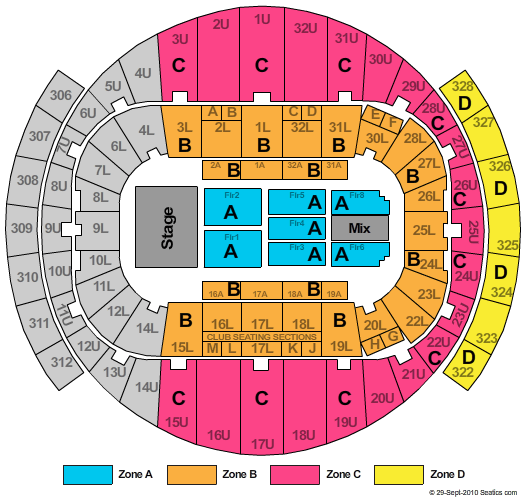 Richmond Coliseum TSO Zone Seating Chart